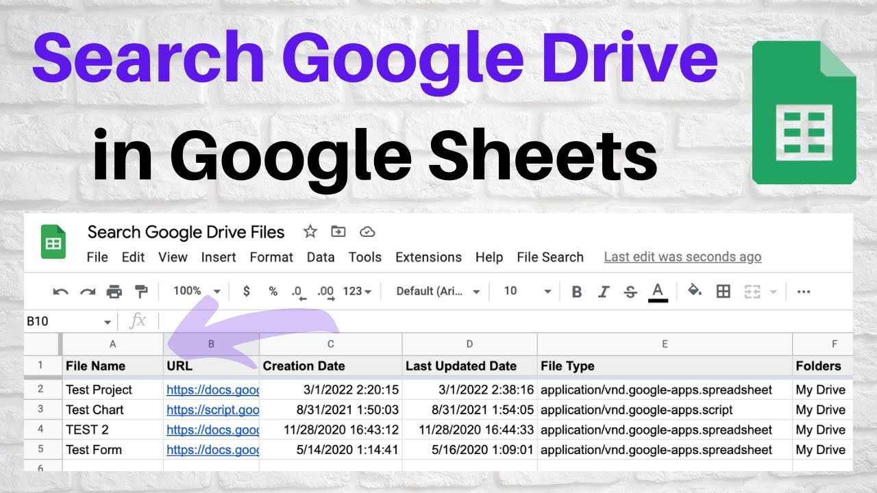 Поиск в Google Диске в Google Таблицах с помощью Apps Script