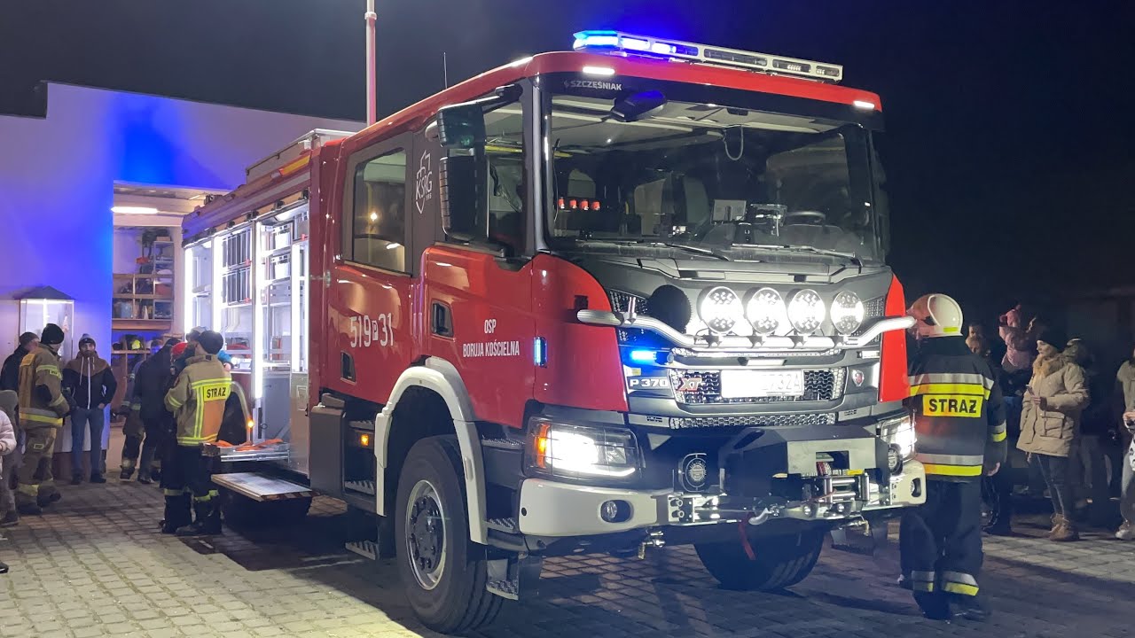 [HUCZNE PRZYWITANIE] FABRYCZNIE NOWA SCANIA GCBA P370 519[P]31 OSP BORUJA KOŚCIELNA