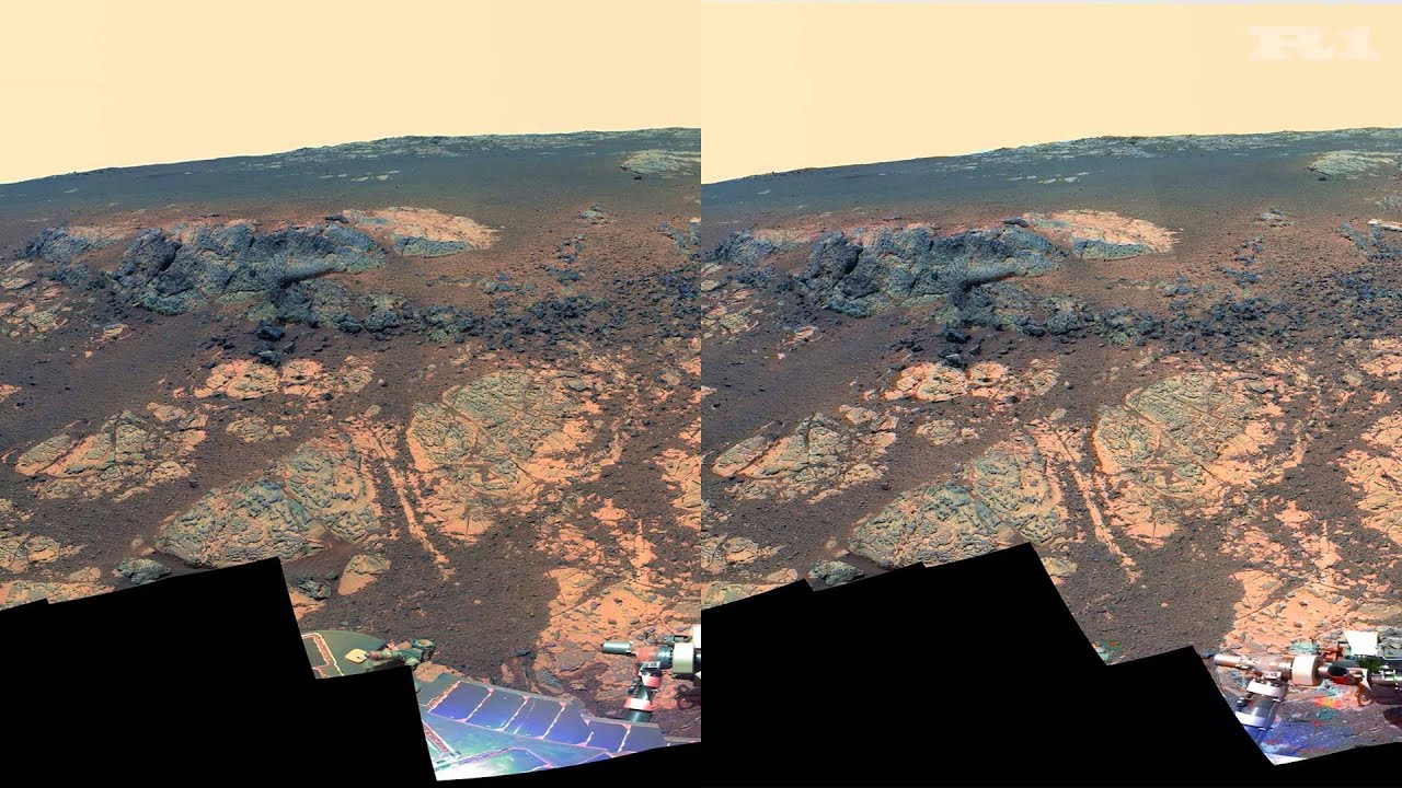 'Matijevic Hill' Panorama for Rover's Ninth Anniversary (Stereo　Parallel View)
