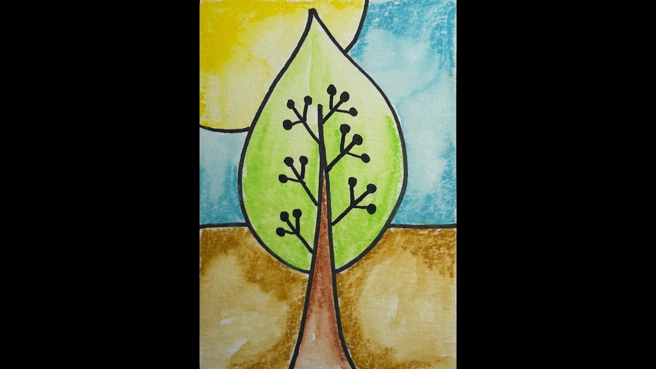 How to Paint Tree Scenery with Watercolor Crayons - How to Watercolor Paint Tree Landscape