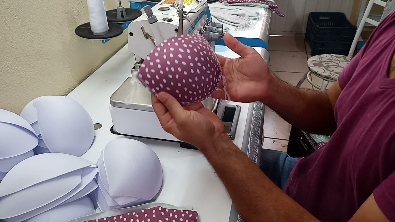como encapar o bojo de biquini lingerie na overlock produção