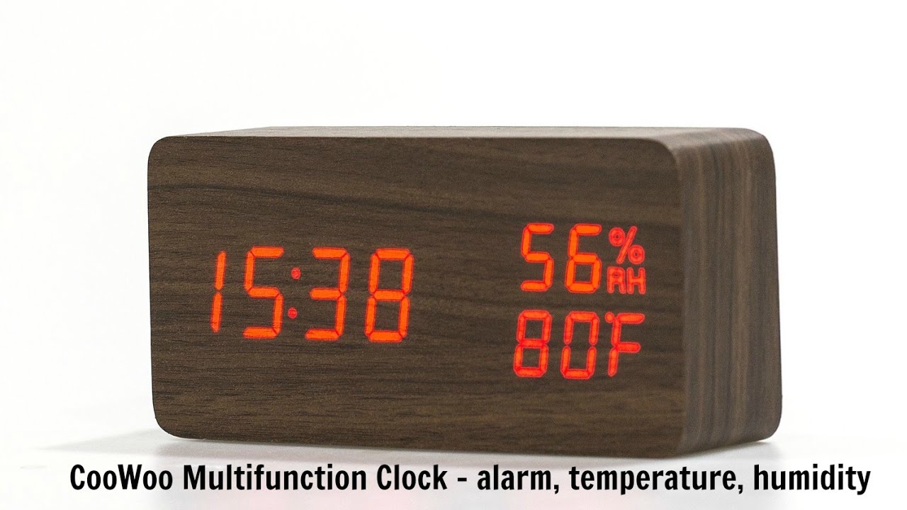 COOWOO Multi-Function Voice Control LED Digital Alarm Clock