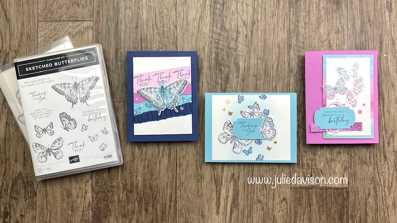 3 Card w/ Stampin' Up! Sketched Butterflies Bundle | 6/13 Thursday Night Stamp Therapy
