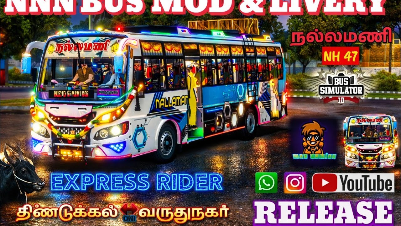 💠NALLAMANIBUS💠MOD&LIVERY💫RELEASE💥BUSSIMULATORINDONESIA💥TNPRIVATE BUSDINDIGULVERIDHUNAGAR#viralvideo 