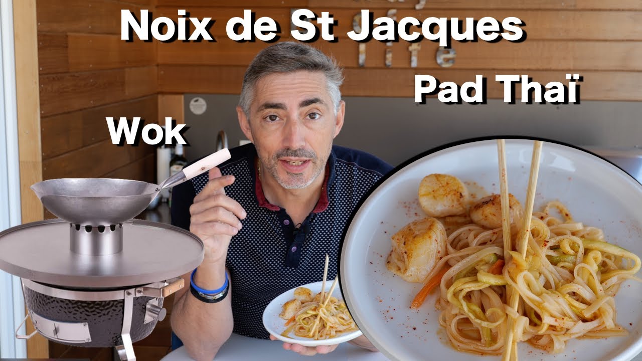 Noix de St Jacques et Pad Thaï - BBQ Monolith ICON avec plancha et Wok