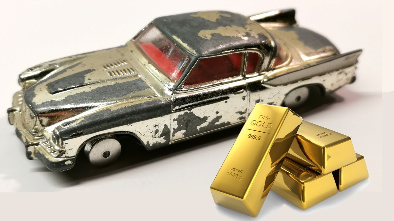 Реставрация корги Studebaker Golden Hawk №211s, покрытие золотом 24 карата. Литая модель.