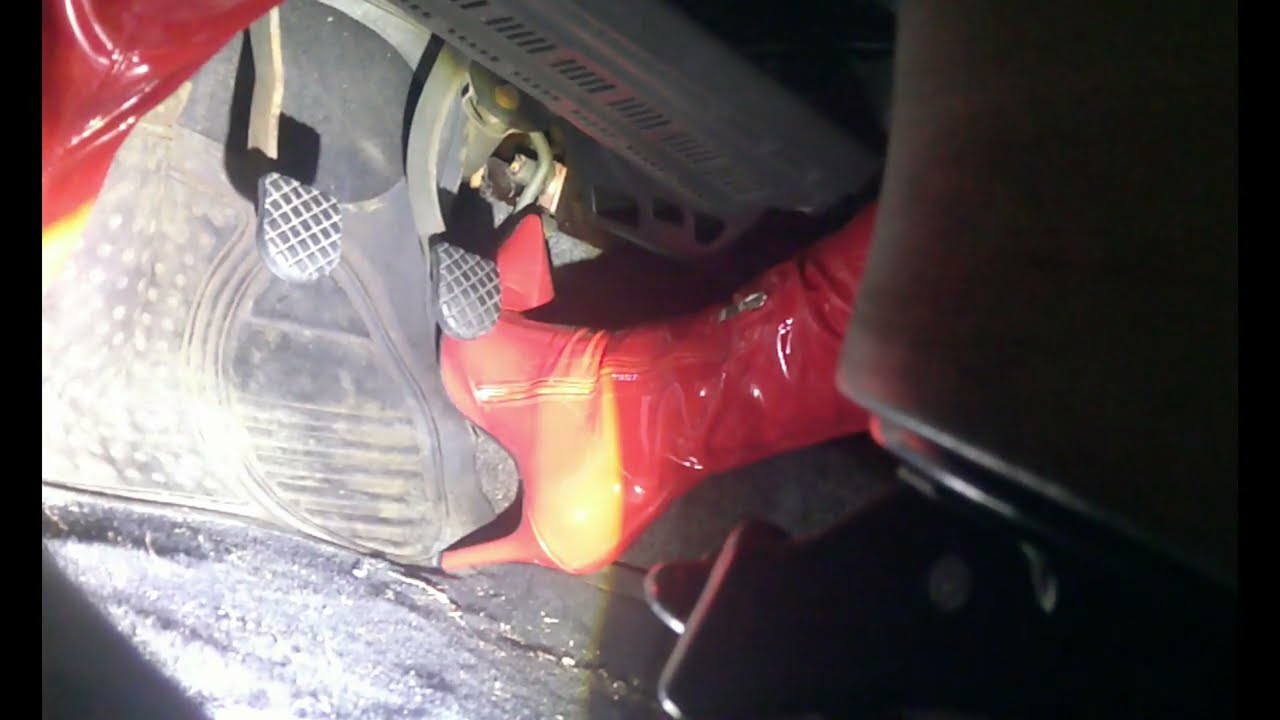 Cranking and Pedal Pumping in Red Stiletto Boots