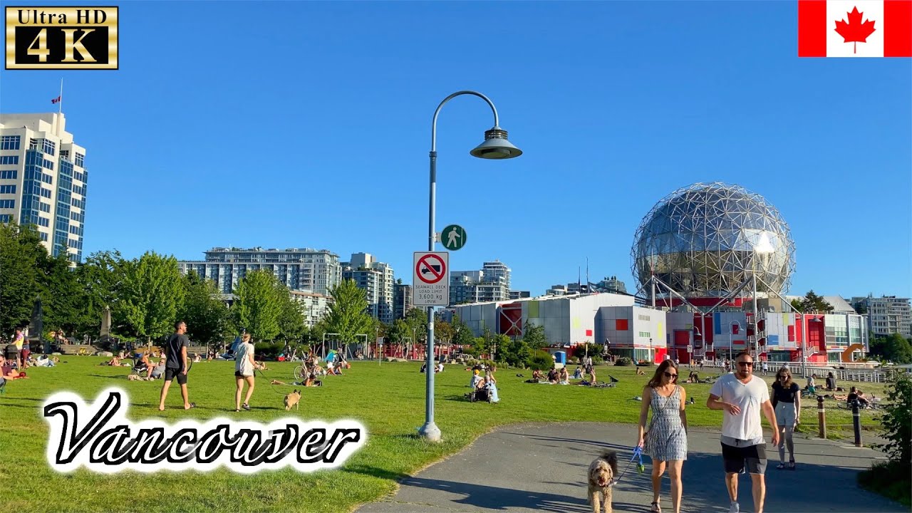 🇨🇦【4K】Vancouver Summer Walk -  Seaside walk around False Creek (June, 2021)