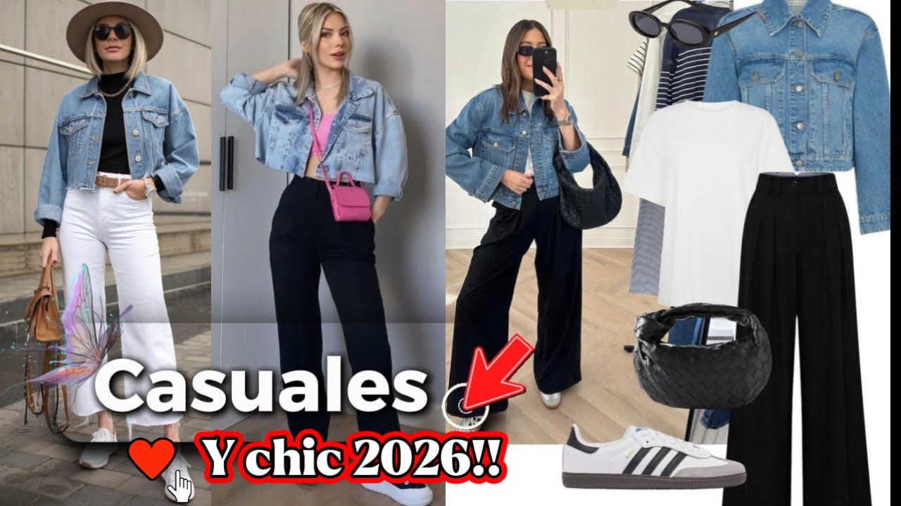 Outfits CASUAL Denim SENCILLOS Con Deportivas MODA  Mujer 2026!! 