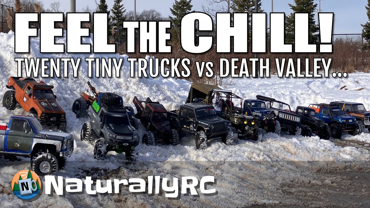 BIG batch of RC 4x4's and 6x6's Take on Beautiful Frozen Winter Canyon