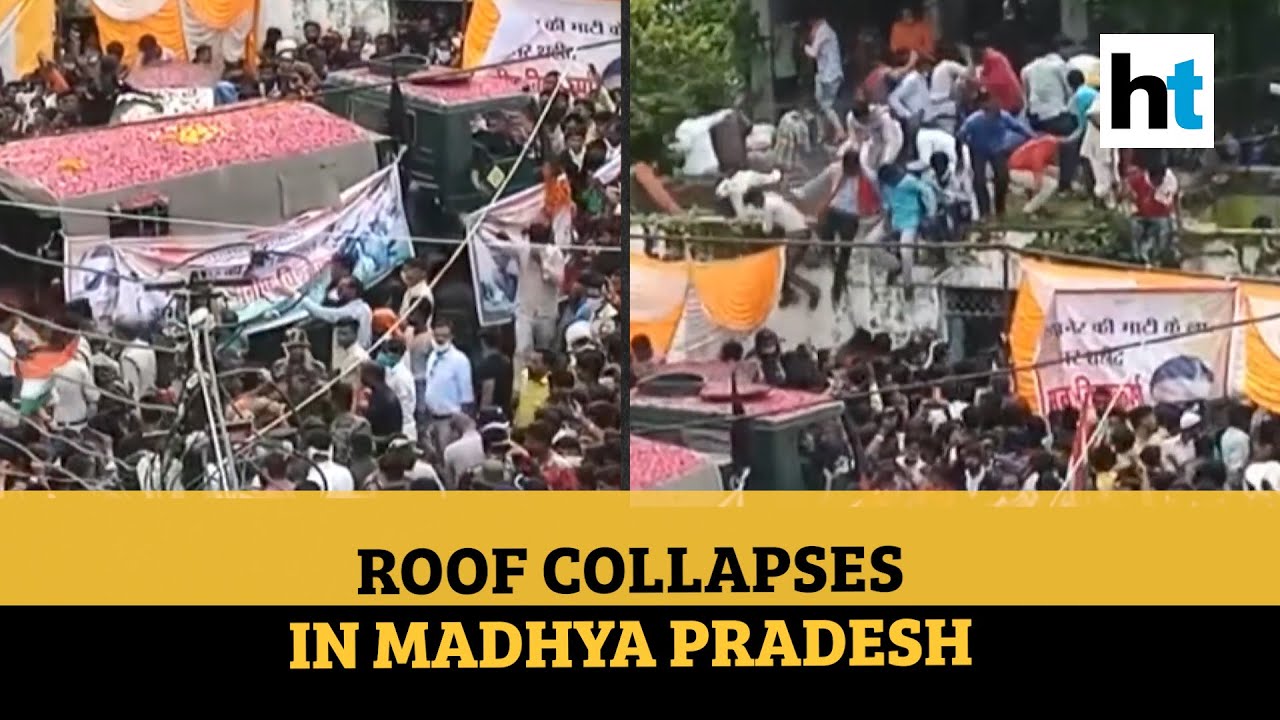 Watch: Roof of building collapses in MP during funeral procession of soldier
