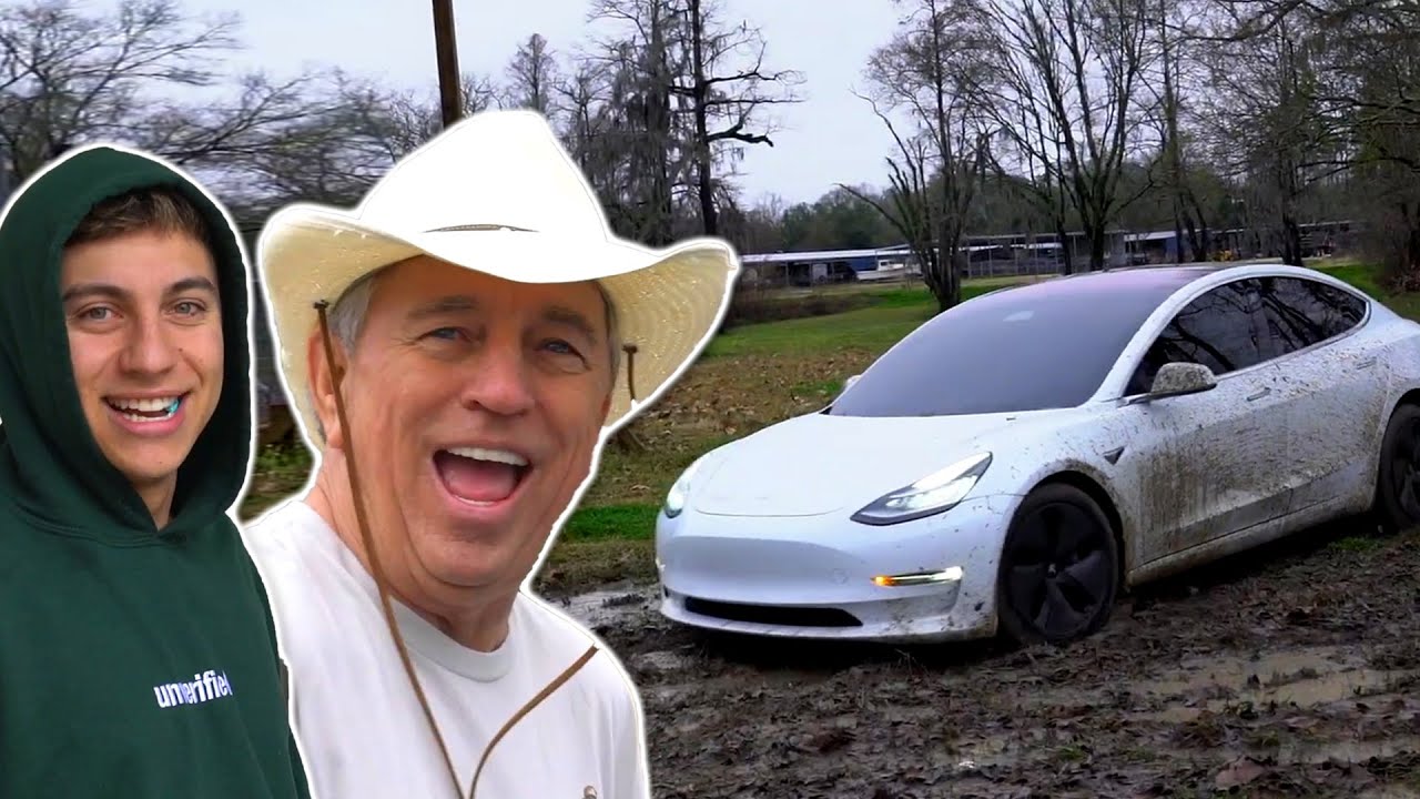 GRANDPA Reacts To My TESLA!!!