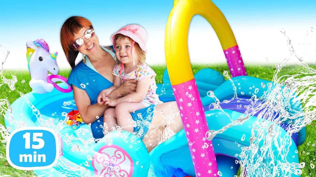 Bianca y el unicornio en la piscina
