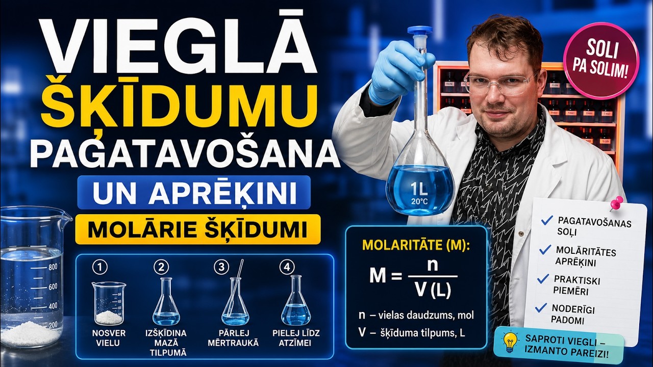 Vieglā šķīdumu pagatavošana un aprēķini: molārie šķīdumi