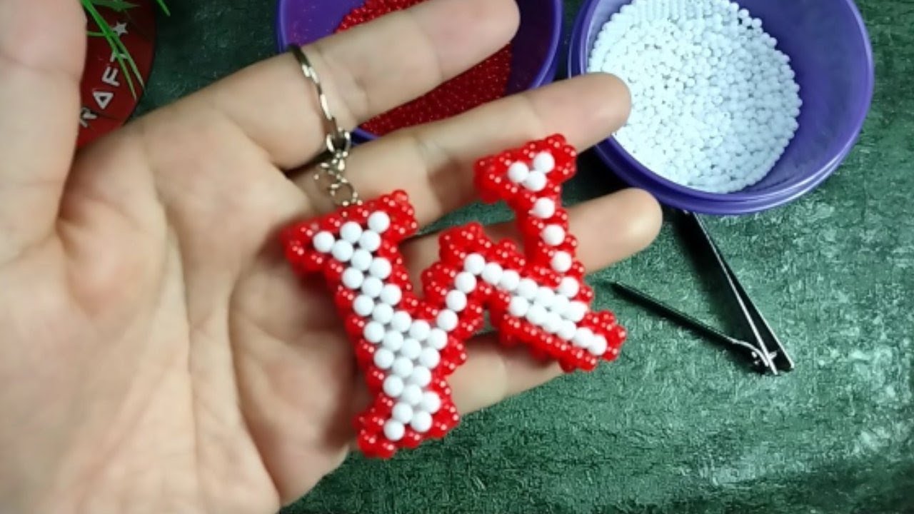 Cara Membuat Gantungan kunci Huruf W Manik manik | Keychain letter W Bead