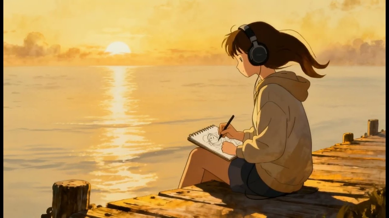 Seaside Evening Lofi – Soft Guitar & Ocean Waves for Study and Relaxation