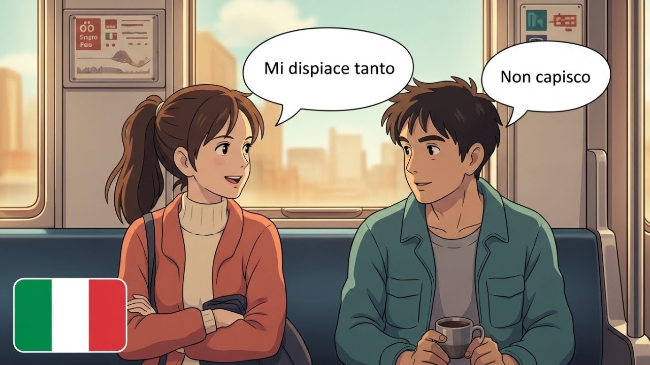 20 Minutes of Daily Italian Conversation Practice | 10 Short conversations on the train (A1-A2)