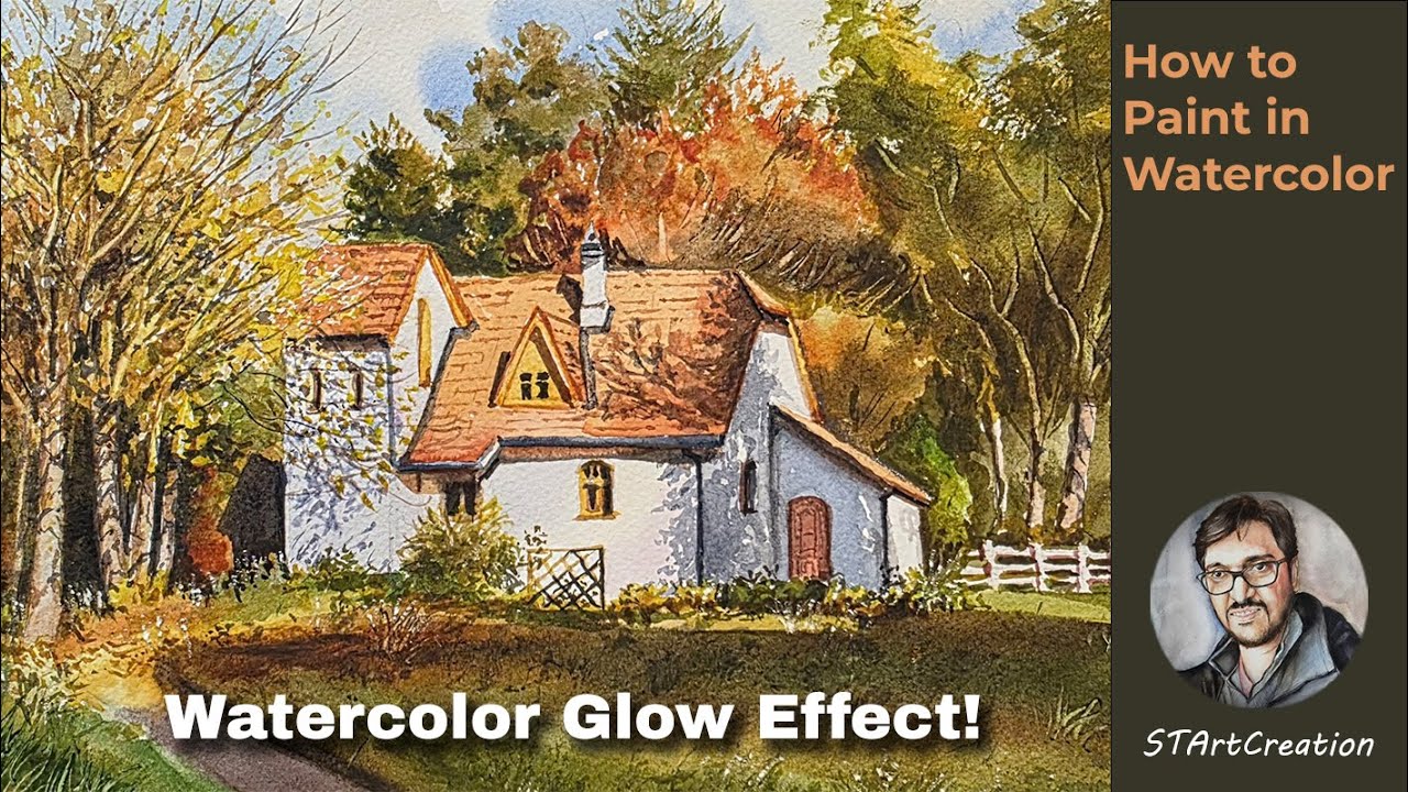 Painting a Sunlit House in Watercolor | Light, Shadow & Colorful Trees