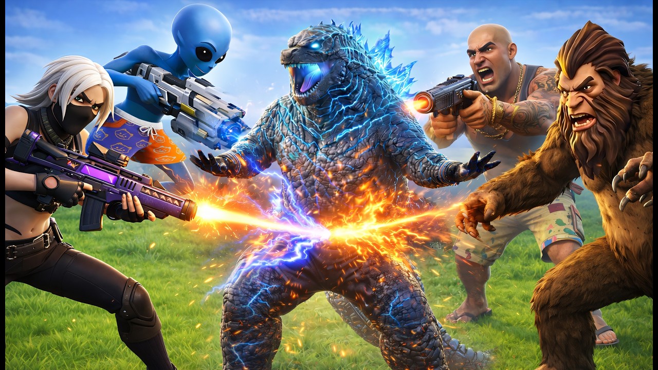 ALL BOSSES VS GODZILLA CHALLENGE IN FORTNITE (Chapter 7 Season 1)