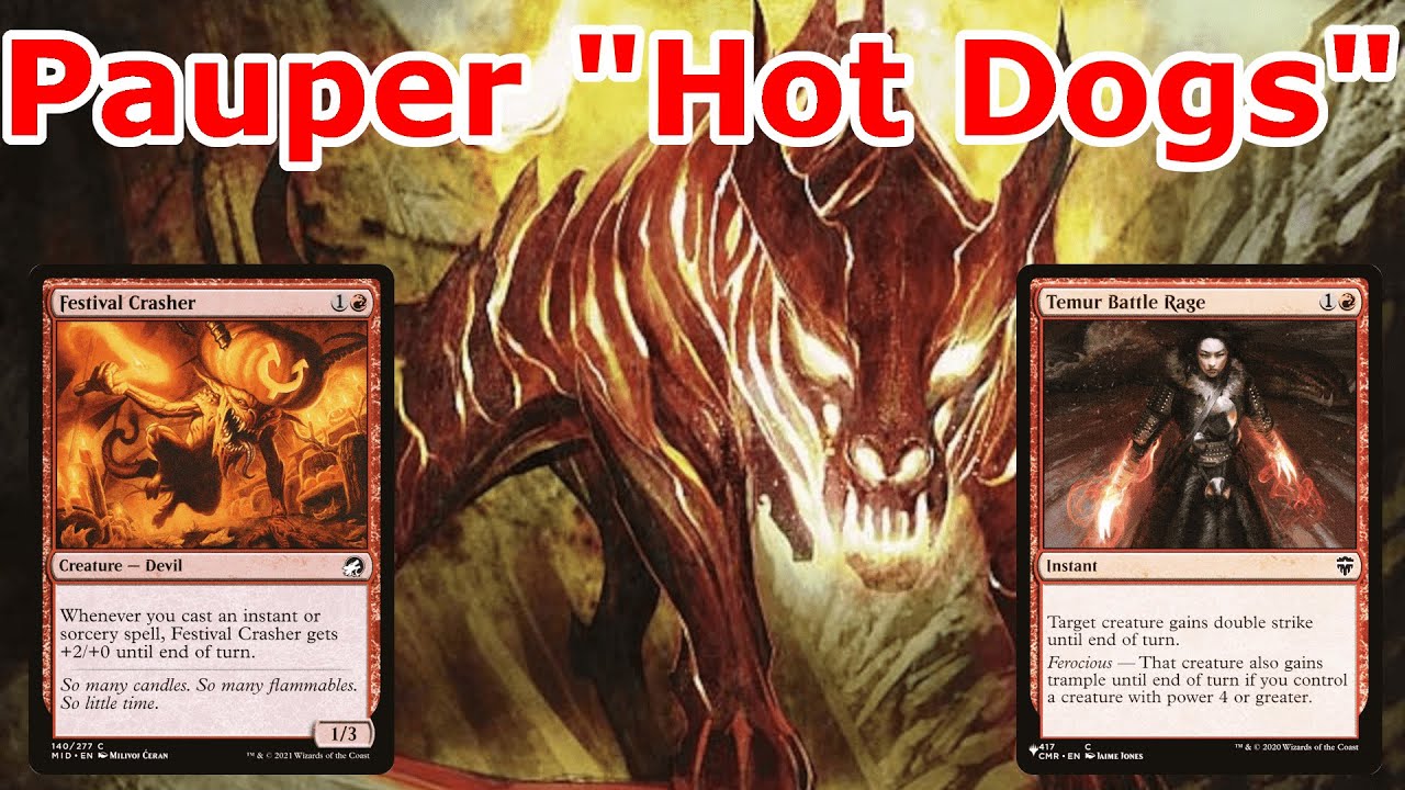 COMING IN HOT!!!  Pauper Hot Dogs (Mono Red Burn / Kiln Fiend Aggro MTG)