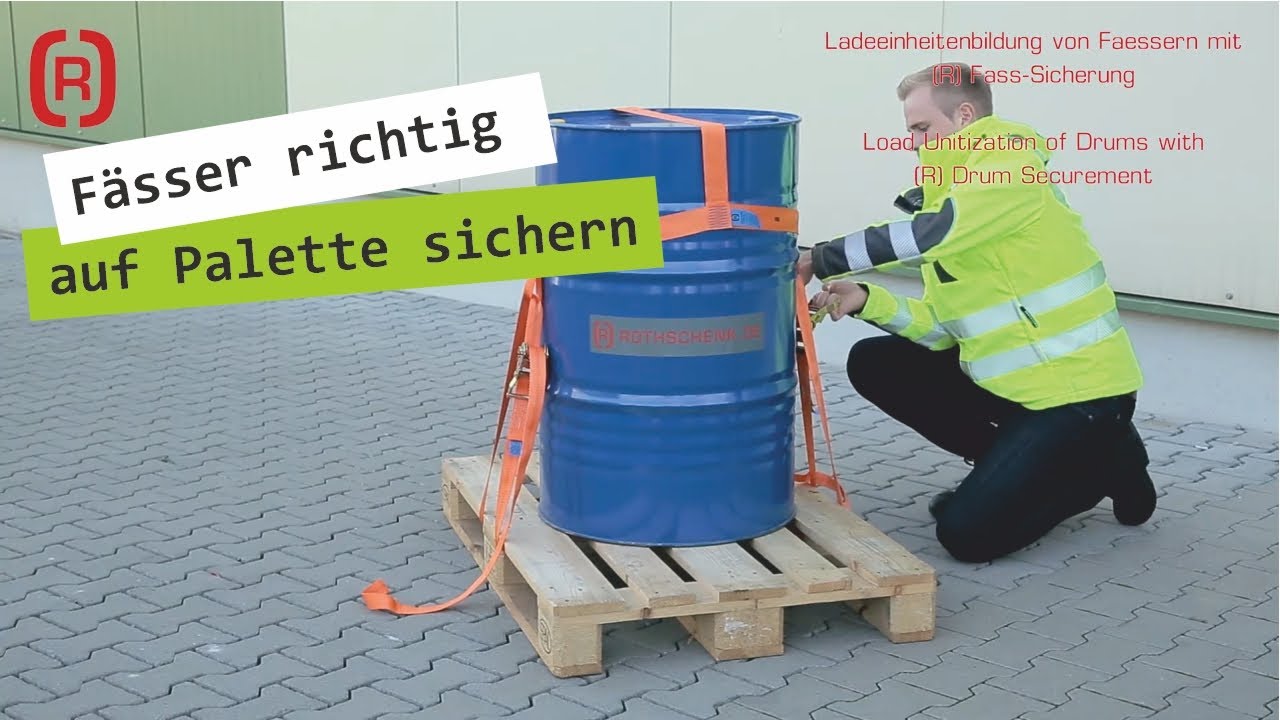 F&auml;sser auf der Palette sichern - Ladeeinheitenbildung mit Rothschenk Fass-Sicherung