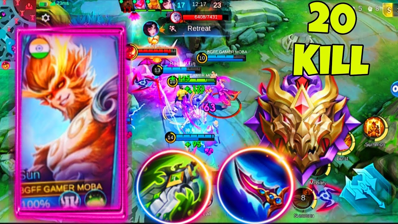 20 Kill + SUN WITHOUT SKIN 🔥 NONSTOP GAMING BUILD GLOBAL TOP-1 SUN MLBB 