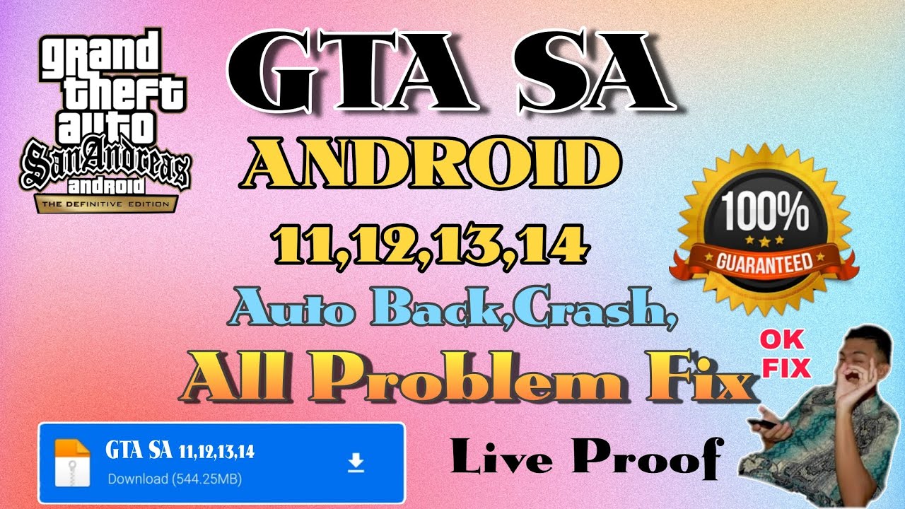 GTA San Andreas Android 12 13 14 auto back crash problem fix || Android 14 mein GTA SA auto Back