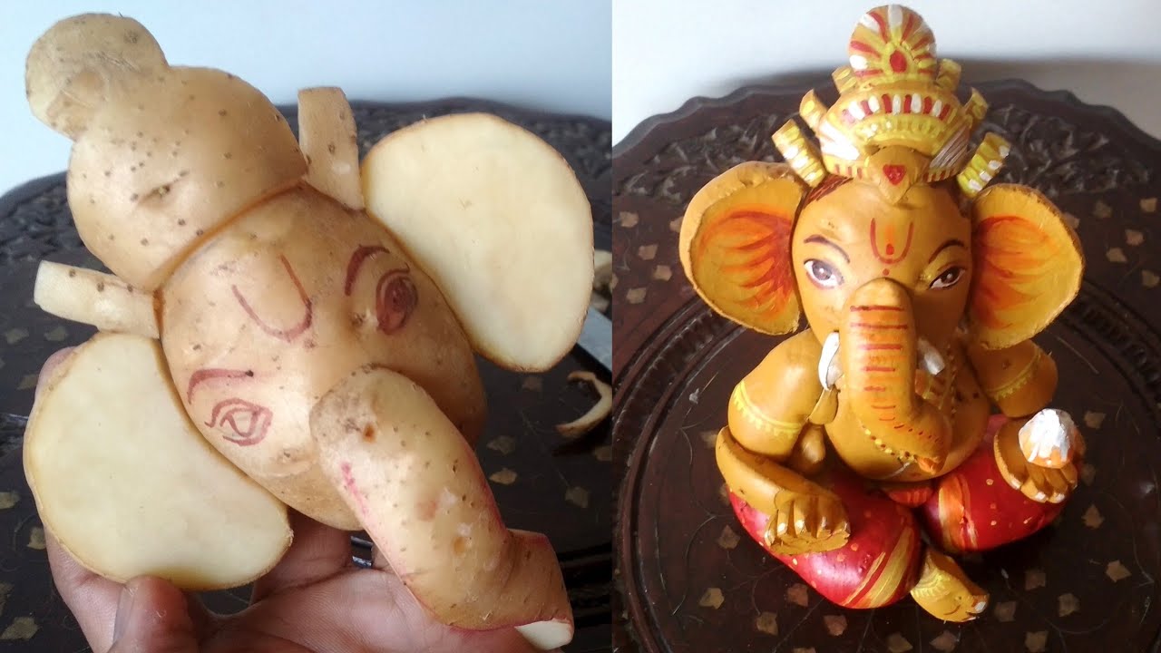 Ganpati Making at Home l how to make Ganesha batatta l potato l DIY ecofriendly ganesha selfmade art