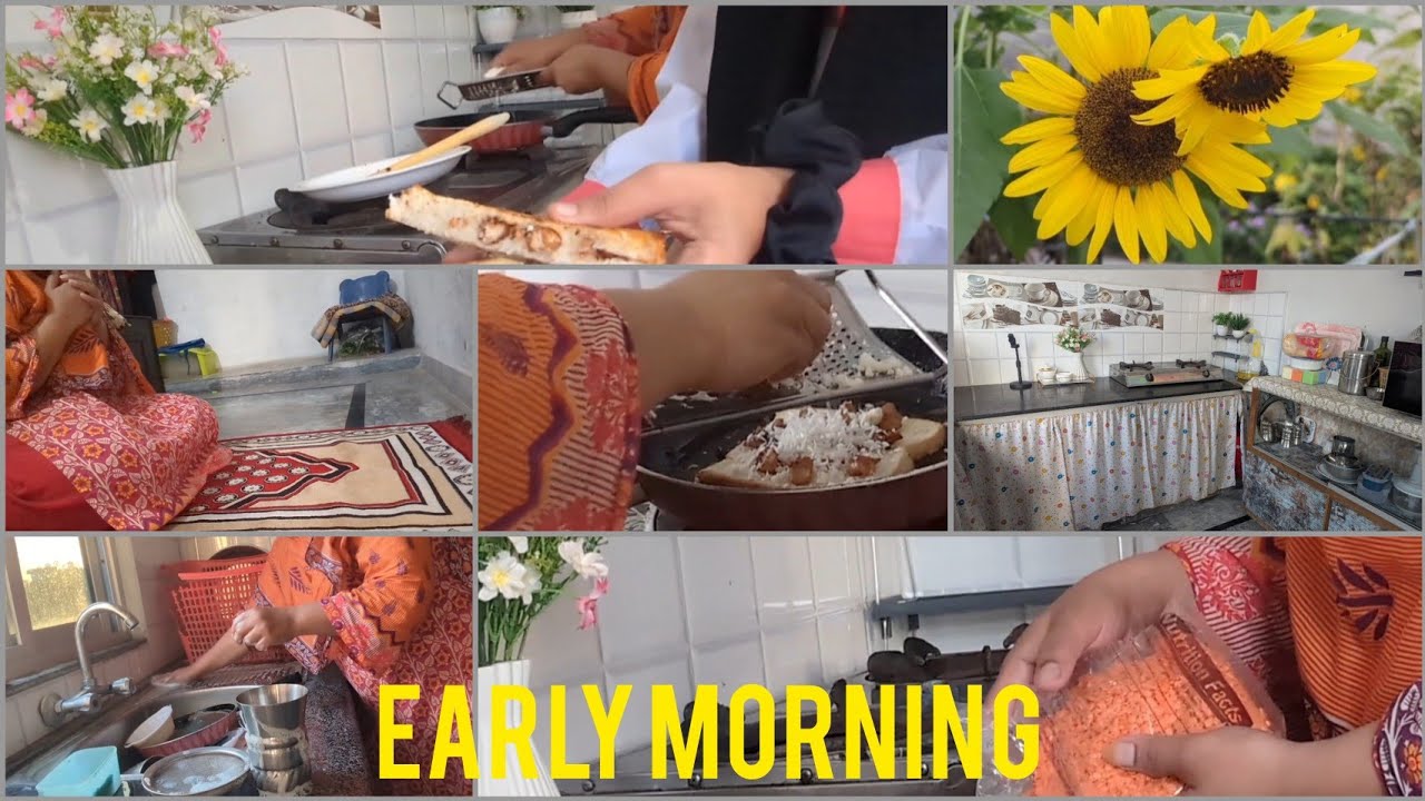 Early morning routine with YouTube video editing! Sadia ka kitchen Pakistani villager ❤️