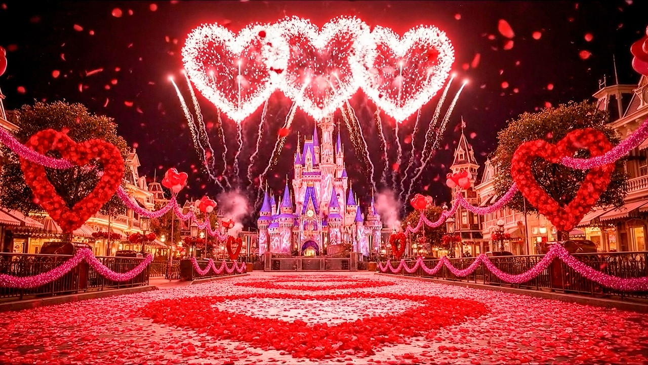 Disney Valentine Ambience on Main Street | Heartwarming Music for Romance, Peace & Positive Vibes