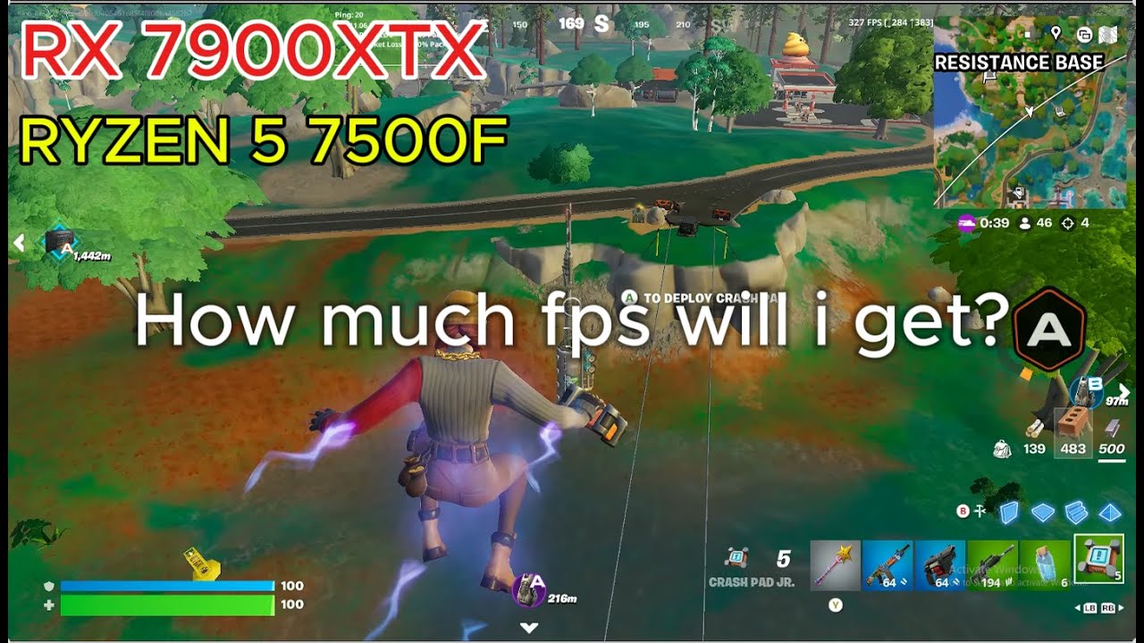 RYZEN 5 7500F | RX 7900XTX | Fortnite Performance Mode Benchmark at 1080p