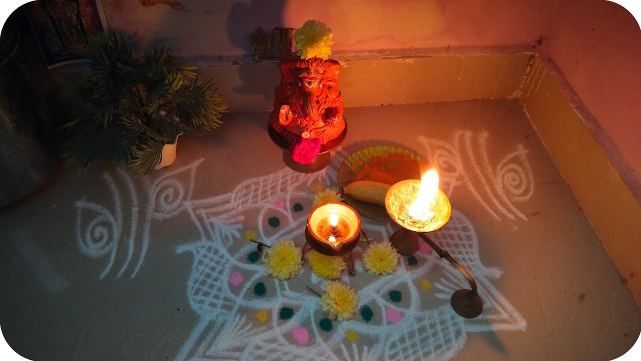 🌿✨வெள்ளி கிழமை பூஜை ரூம் ரங்கோலி டிசைன் #friday morning Pooja #dheepam #ytvideos #divine