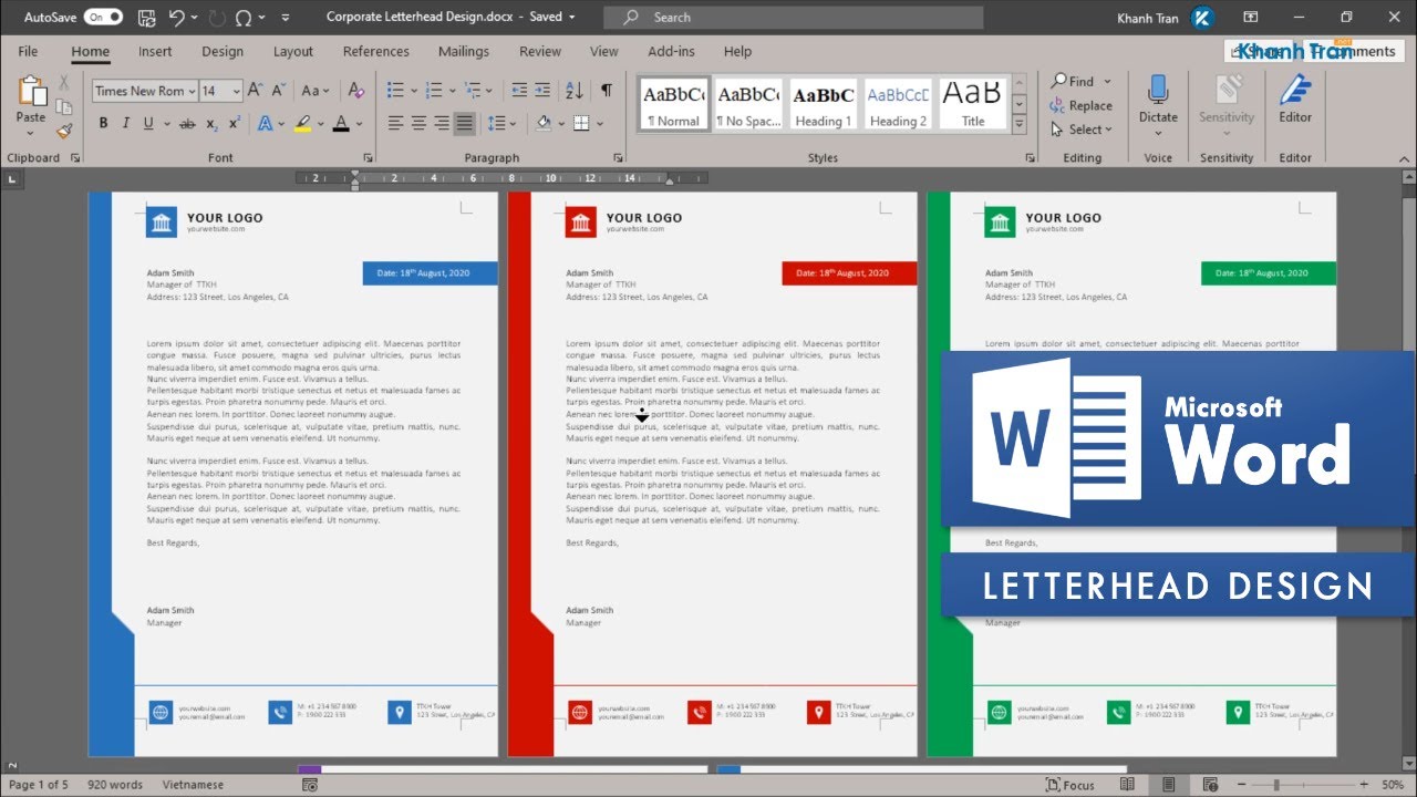 Professional Modern Letterhead Design in Microsoft Word