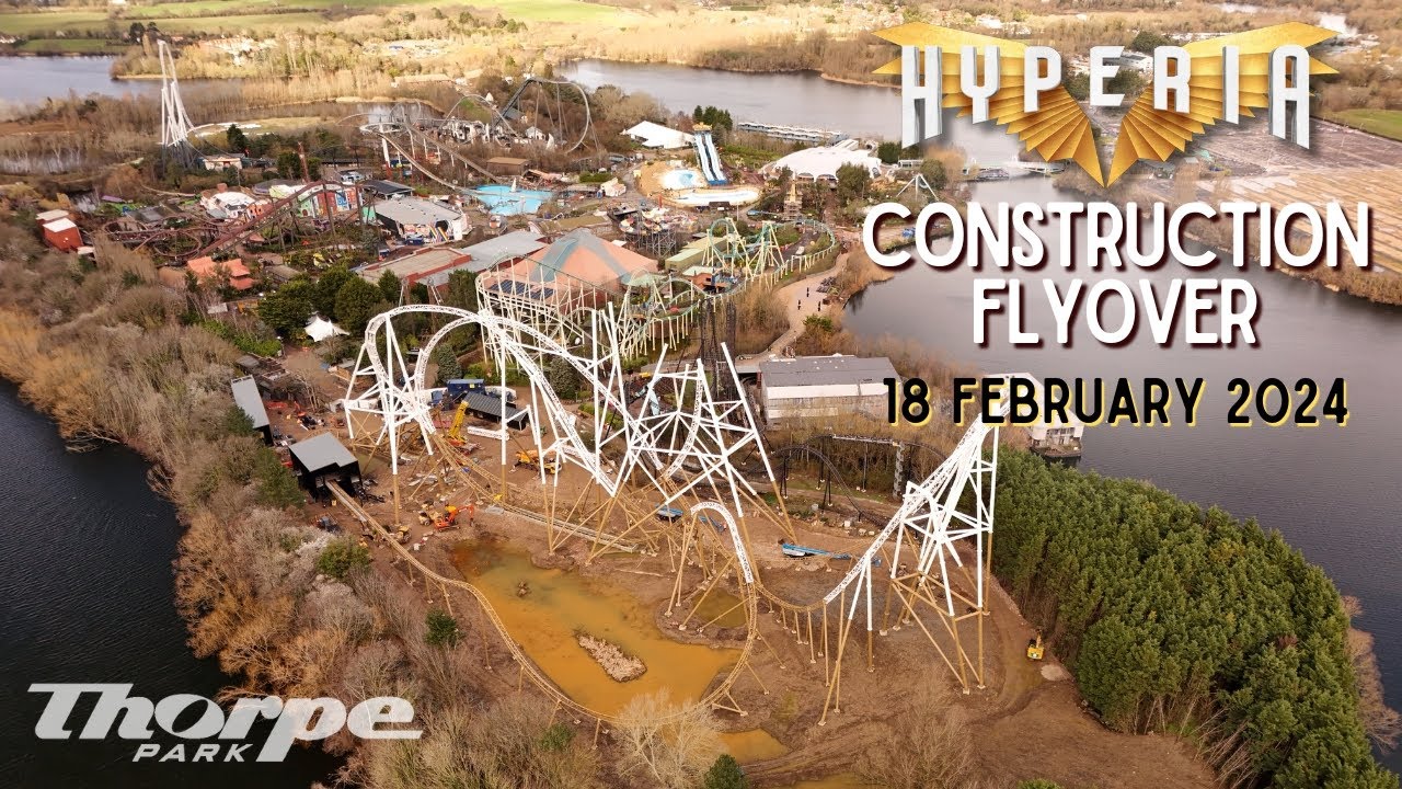 Thorpe Park HYPERIA Drone Flyover and Construction Update | 18/02/24 | Project Exodus Rollercoaster