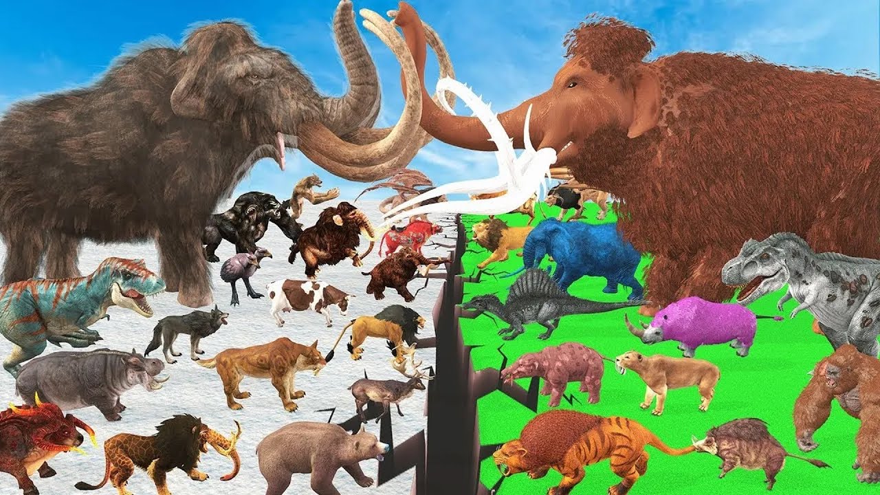 Prehistoric Mammals vs Hybrid Animals Size Comaprison Epic Battle Animal Revolt Battle Simulator