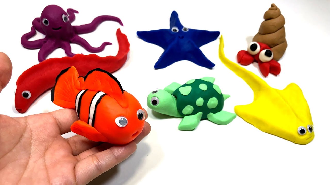 Play Doh Clay Sea Animal | Nặn c&aacute; Nemo v&agrave; c&aacute;c sinh vật biển | Dạy b&eacute; nặn c&aacute;c con vật