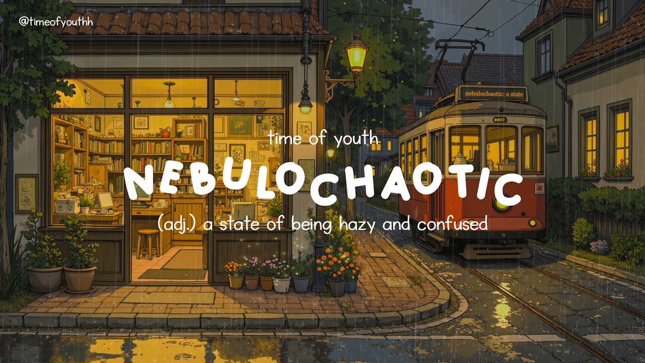 nebulochaotic: a state of being hazy and confused | bookstore & train with peaceful piano