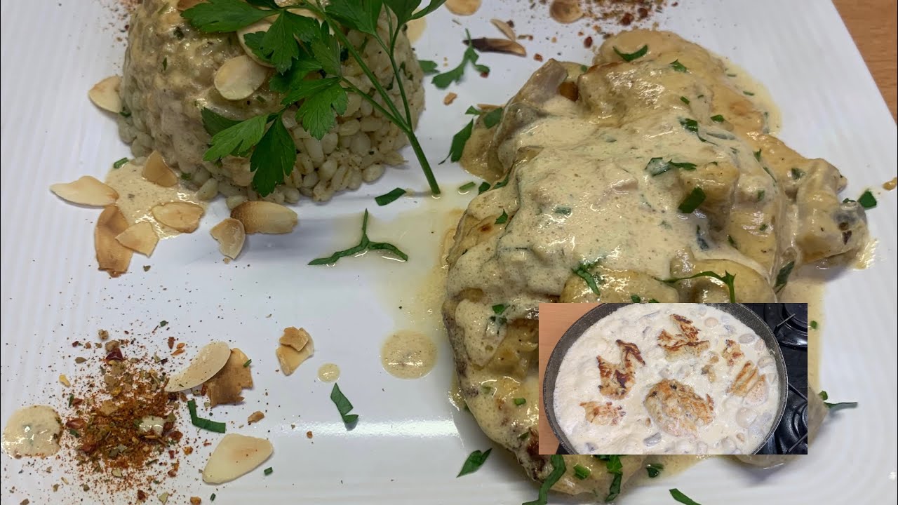 صدر دجاج بالكريمة والفطر لذيذ جدّا#🐓 chicken cutlet with mushroom cream🥛