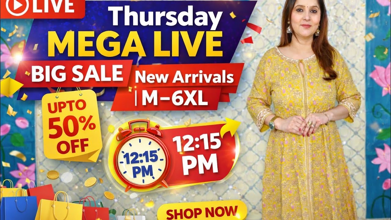 Thursday Mega Live | Beautiful Daily & Party Wear Collection  M–6XLLive at 12:15 PM number8287959706