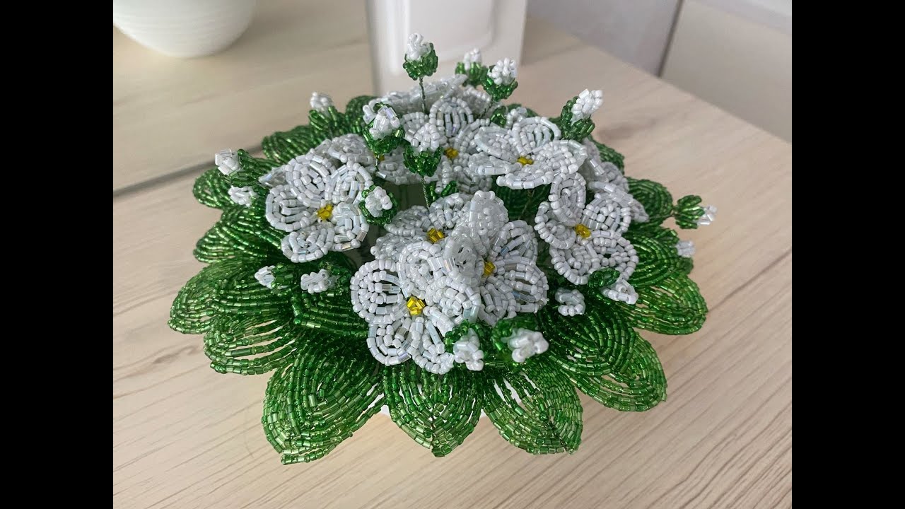 Фиалка из бисера Мастер-класс Хит Своими руками Violet Plant Master Class DIY