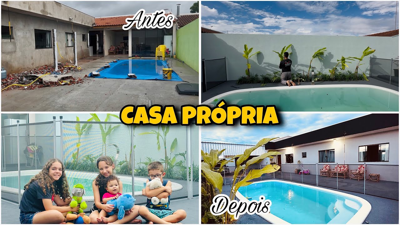 UM SONHO DE CASA 🏠 COLOCAMOS CERCA DE PROTEÇÃO NA PISCINA | AS PLANTAS QUEBRARAM COM A CHUVA 🌧️ 