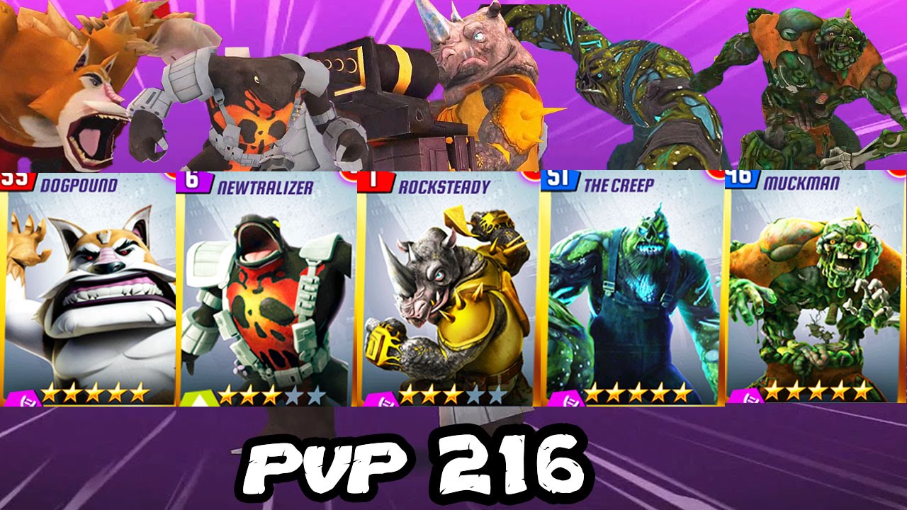 TMNT Legends PVP 216 (Dogpound, Rocksteady, Muckman, The Creep, Newtralizer)