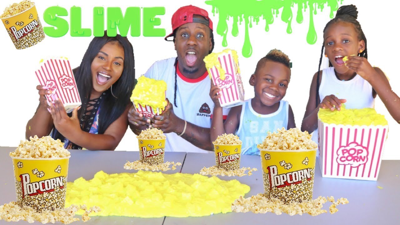Popcorn Slime Challenge Mom and Dad Vs Sis And Bro