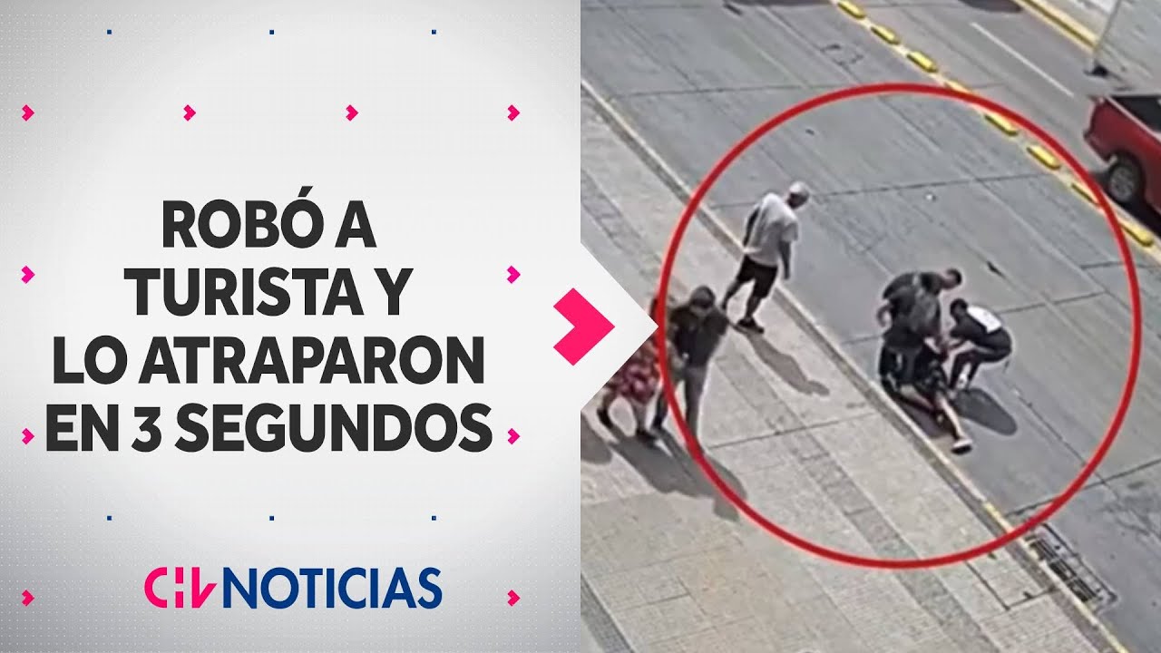 Ladrón huyó, pero lo atraparon en 3 segundos: Así fue el robo a turista en plena Alameda