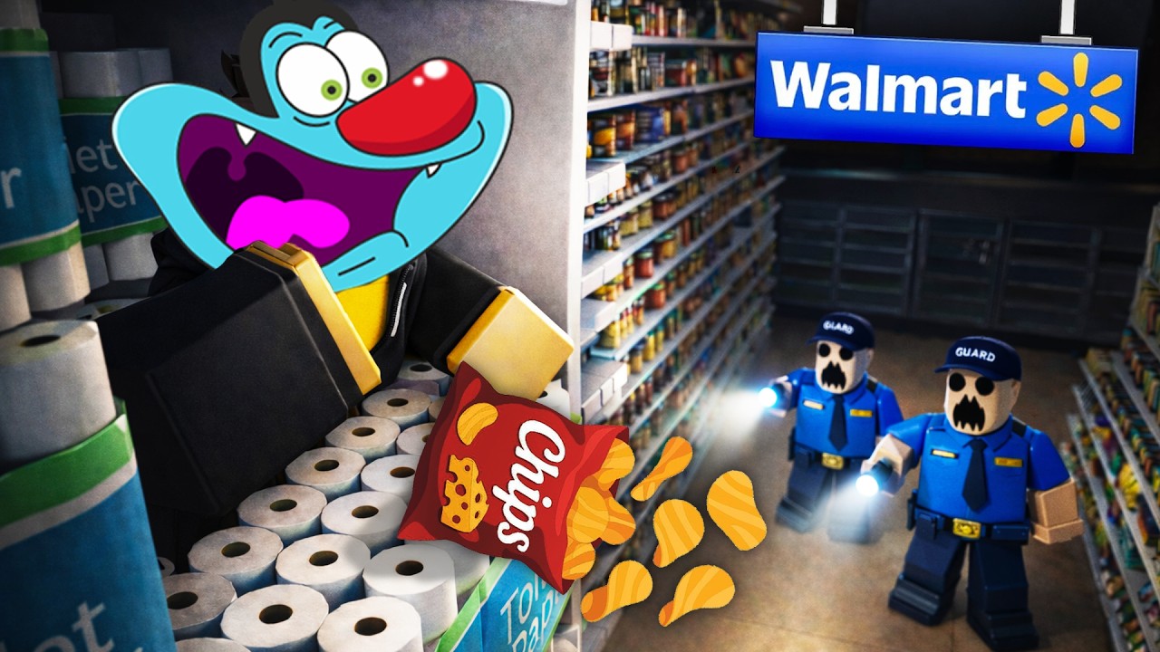 We Secretly HIDE in A Wallmart Story in Roblox...  🤣ft.Oggy)