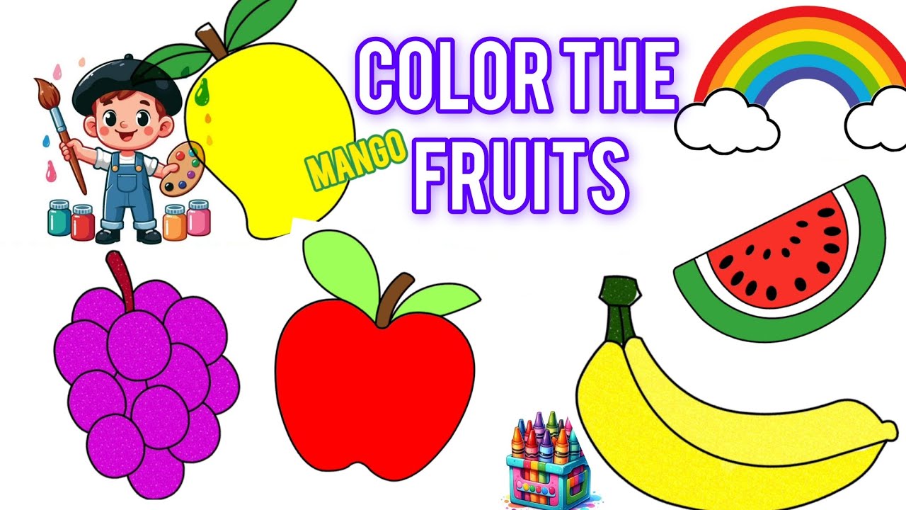 5 Fruits Coloring for Kids | Learn Colors #drawing #coloring #kids #toddlers #kidsdrawing