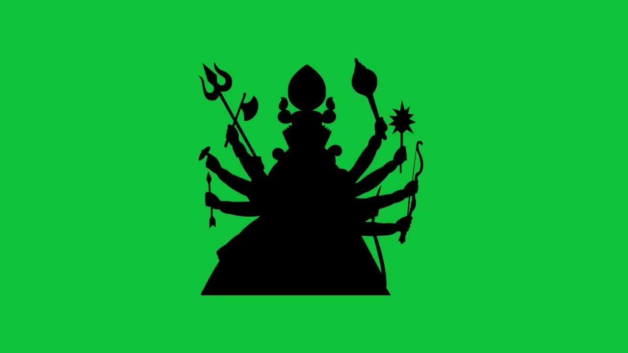 Black Durga Maa Shadow Animation | Devotional Clip | Green Screen