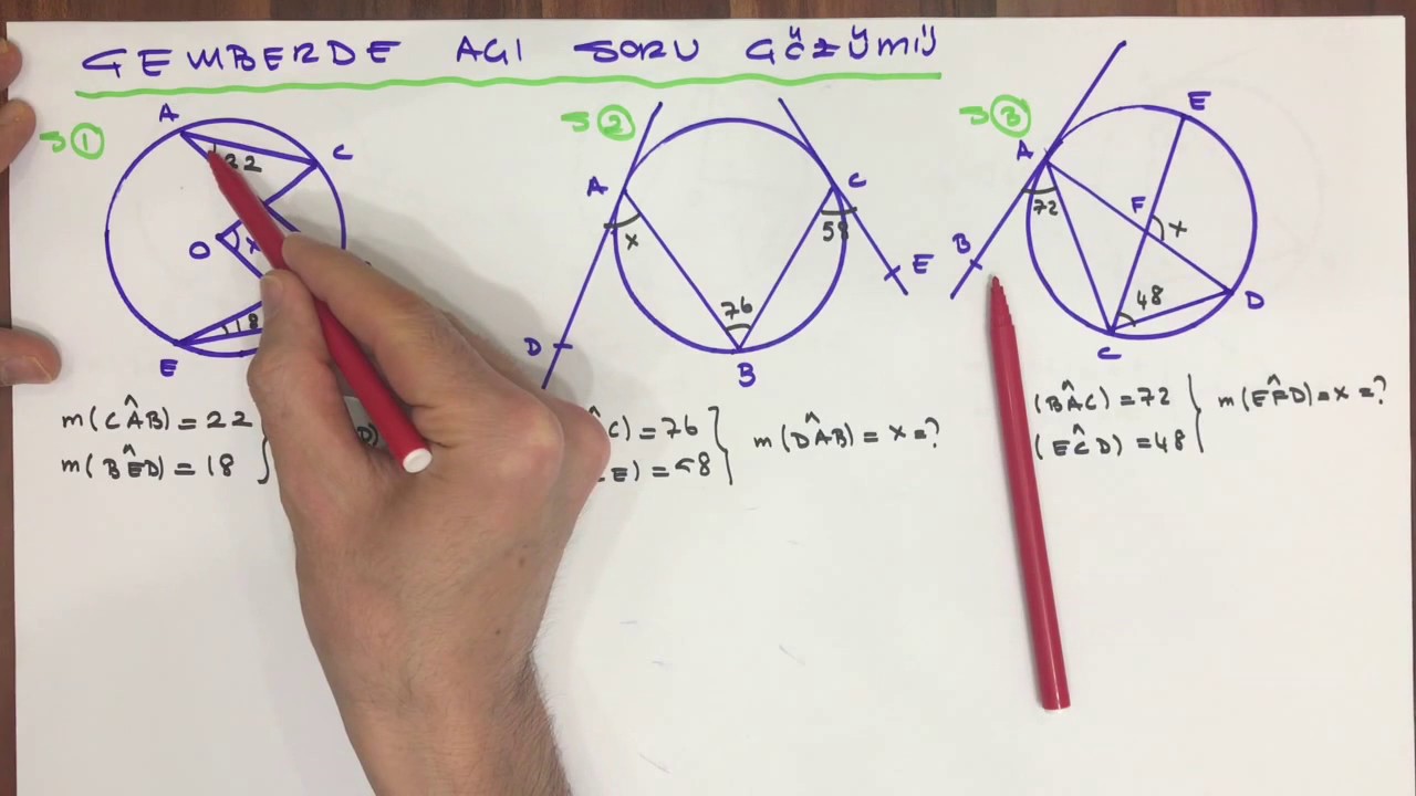 ÇEMBER -2 ( Çemberde açı soru çözümü)