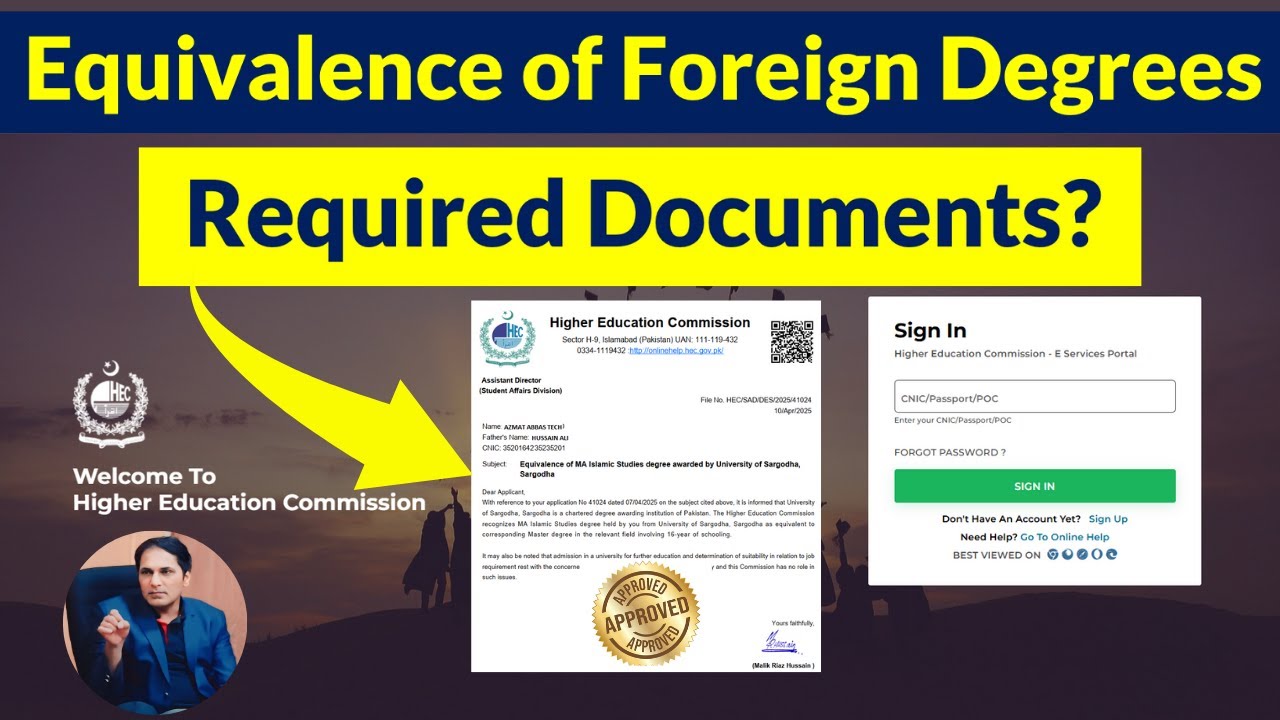 HEC Equivalence of Foreign degrees required documents List of documents required for Foreign degrees