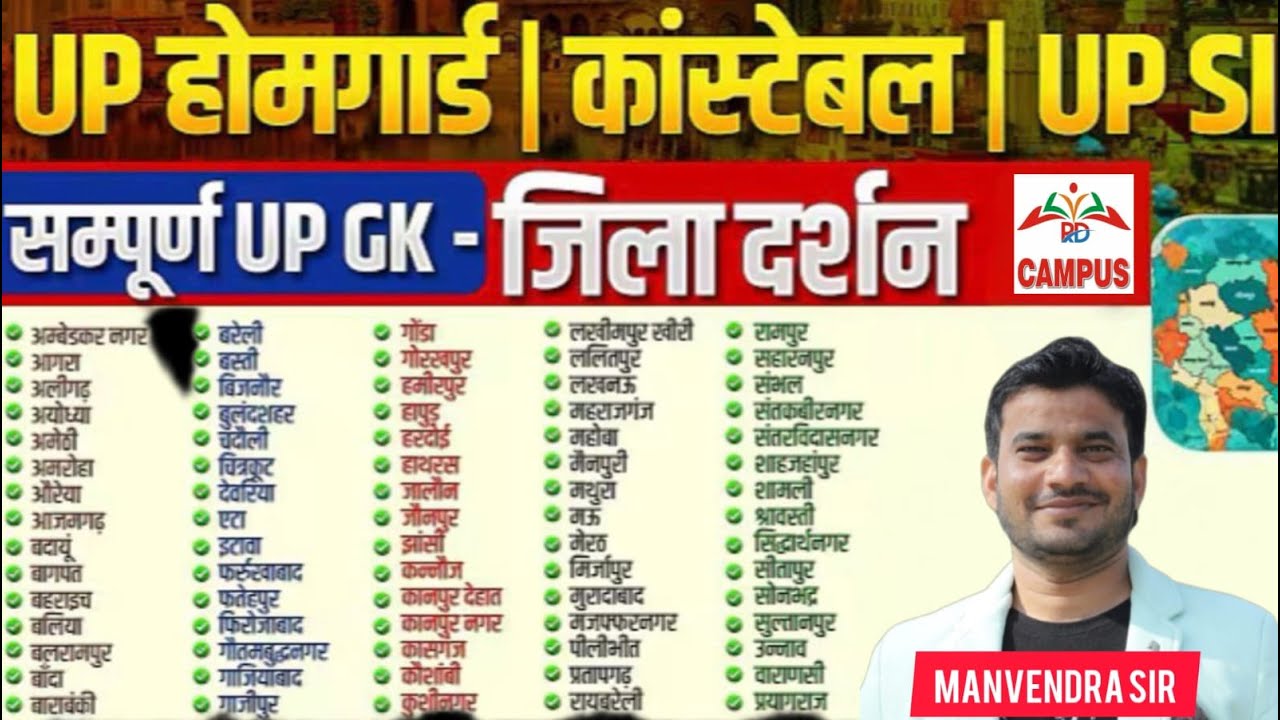 6 JANUARY UP POLICE भर्ती परीक्षा 2026,, UP POLICE  UP GK Class 2025, UP GK |  By MANVENDRA SIR